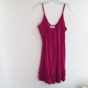 Parker Pink Small Silk Ruffle Mini Dress